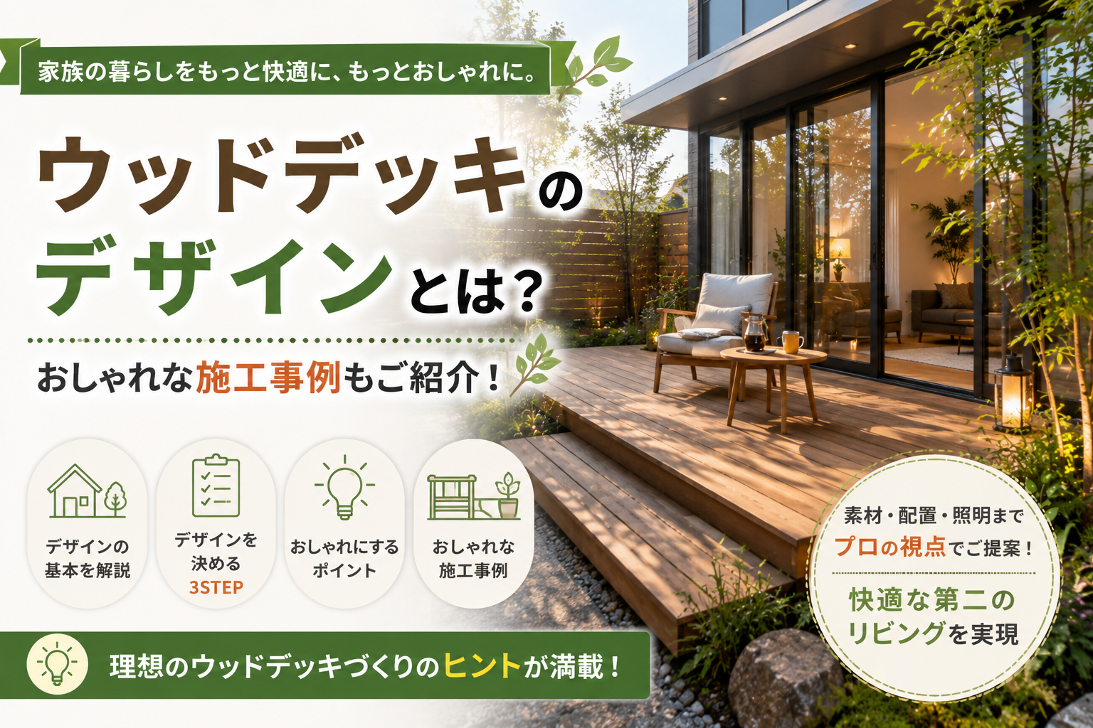 ウッドデッキのデザインとは？おしゃれな施工事例もご紹介