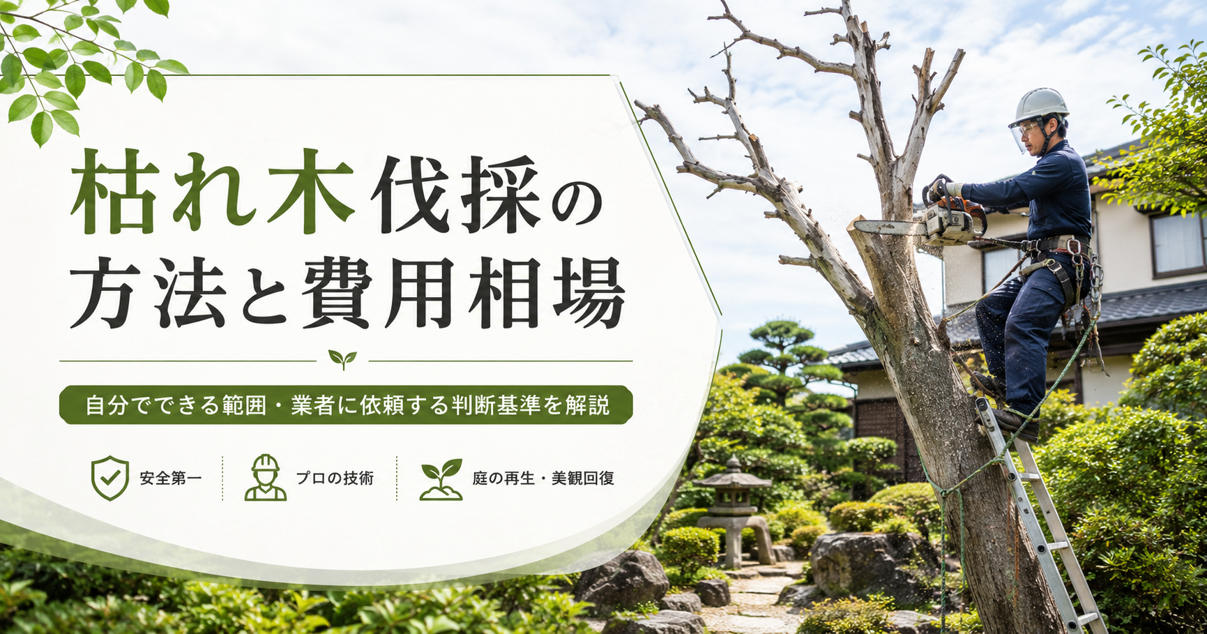 【枯れ木伐採】自分でやる？業者に頼む？安全な方法と費用を徹底解説！