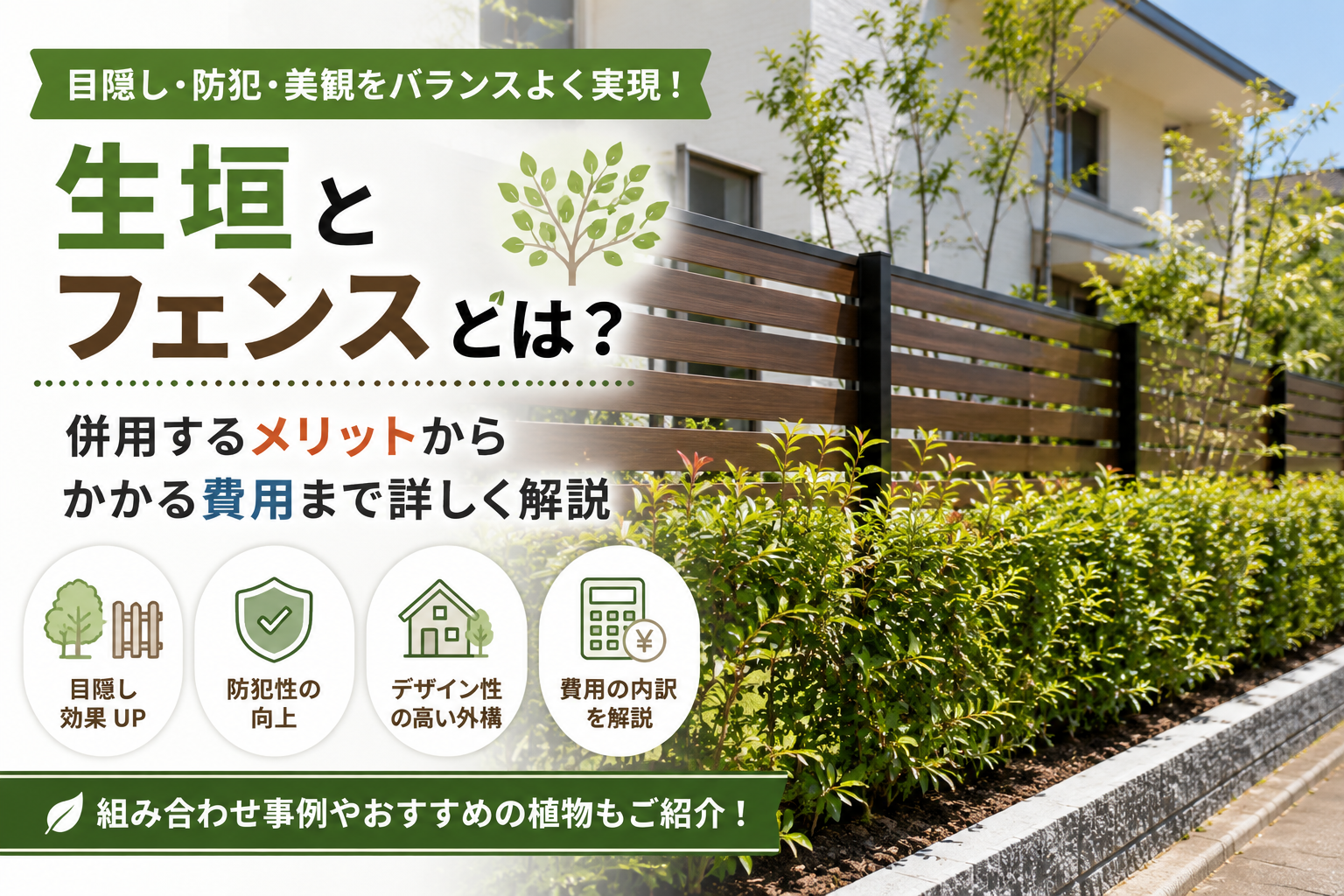 生垣とフェンスとは？併用するメリットからかかる費用まで詳しく解説