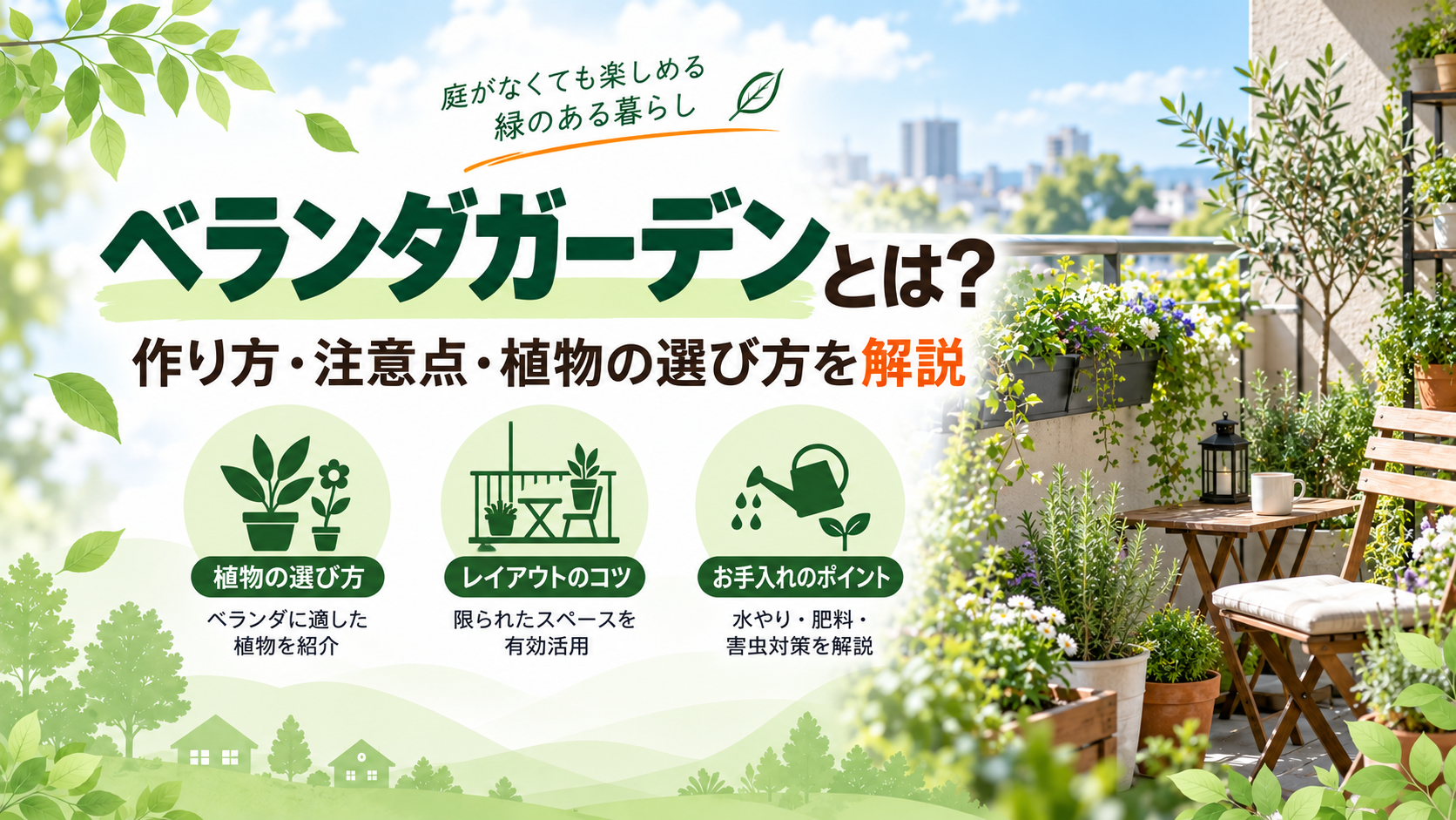 ベランダガーデンとは？作り方・注意点・植物の選び方まで詳しく解説